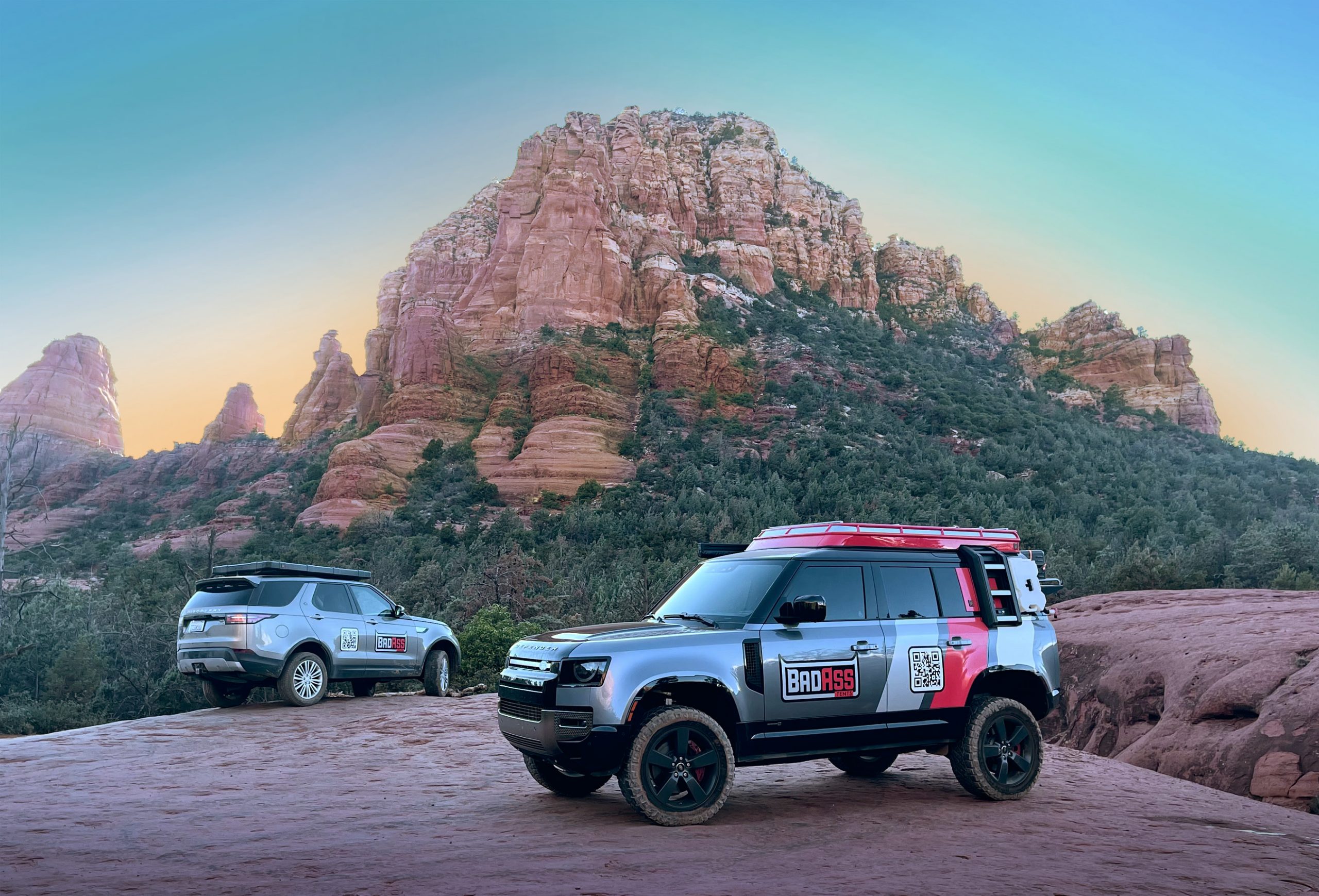 BADASS Tents CONVOY on NEW Land Rover Defender in Sedona with Land Rover Discovery 5